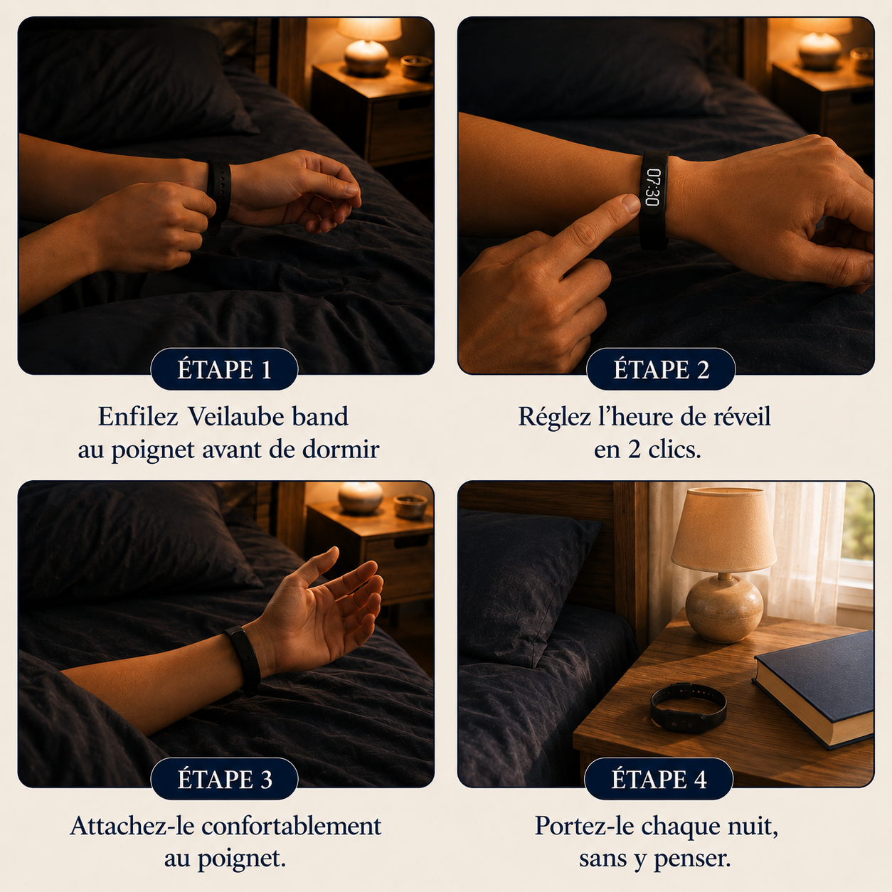 Veilaube Band — Le bracelet qui vide enfin sa chambre de son téléphone.
