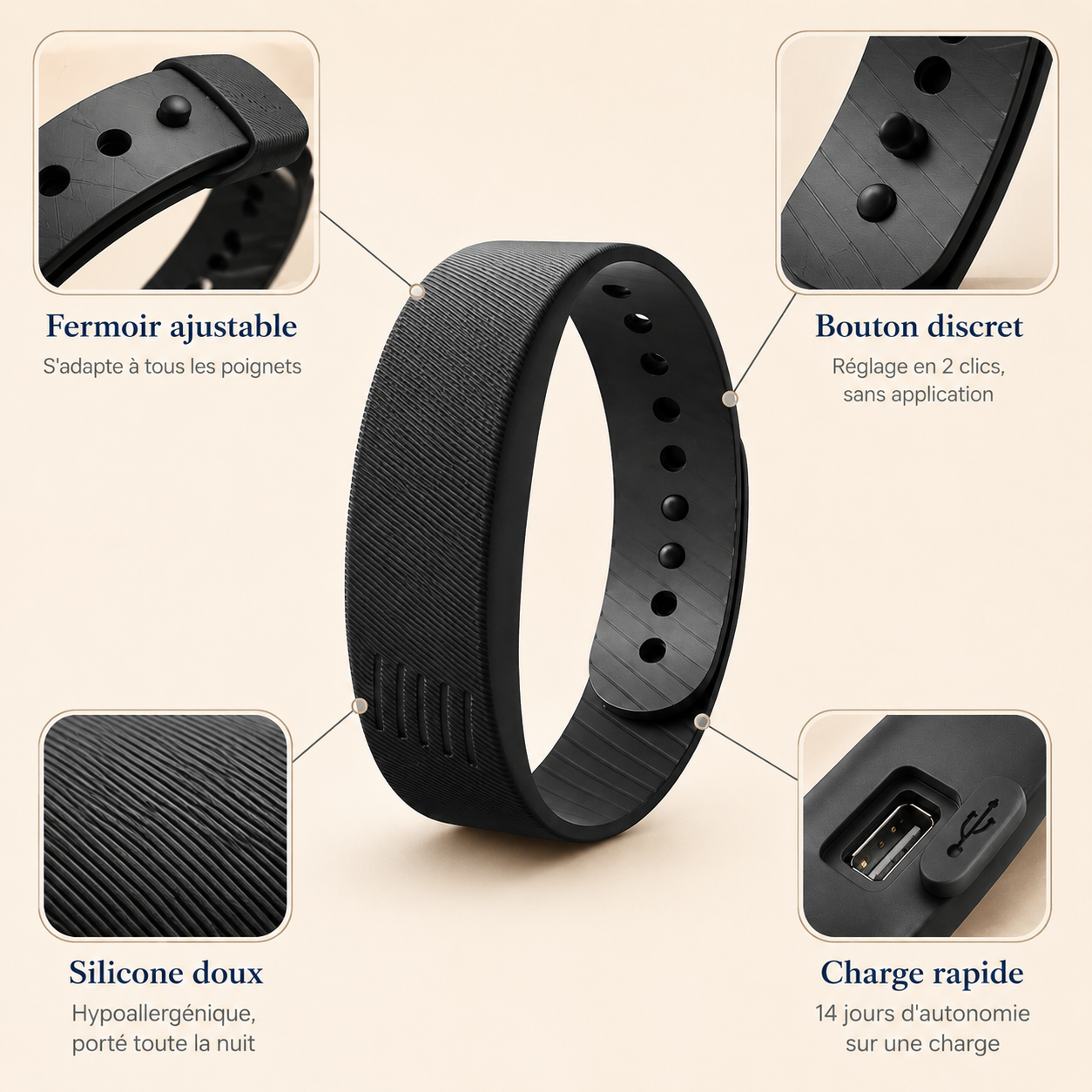 Veilaube Band — Le bracelet qui vide enfin sa chambre de son téléphone.